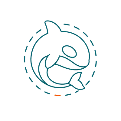 The orca swims a dashed circle, chasing its own tail