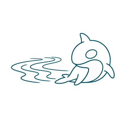 The orca looks back over its shoulder at its own wake